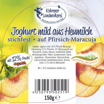 joghurt mild heumilch pfirsich maracujageschmack